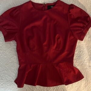 Collectif Bold Red Peplum Blouse